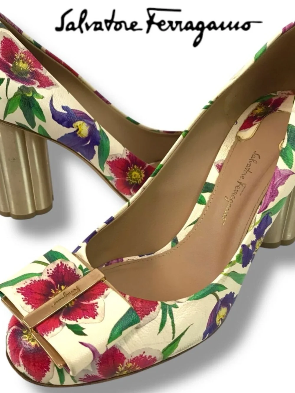 Salvatore Ferragamo Floral Designer Heels - Women's 8B - Picture 1 of 7